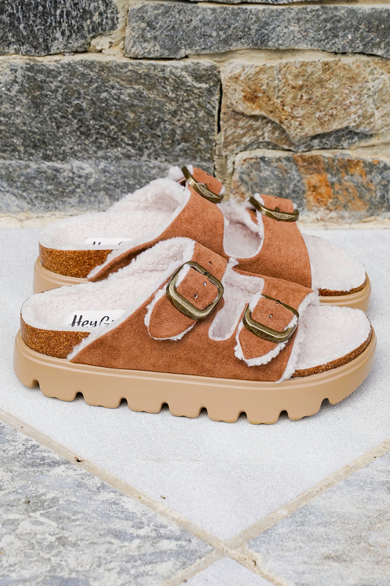 Corky's "Hearsay" Vegan Suede Double Strap Platform Slide Sandals