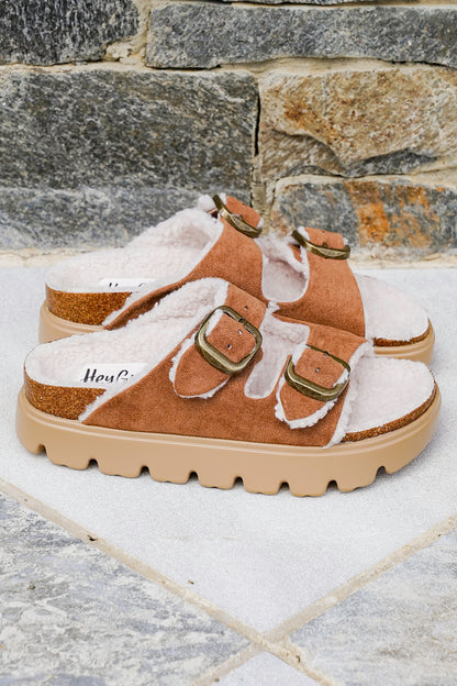 Corky's "Hearsay" Vegan Suede Double Strap Platform Slide Sandals