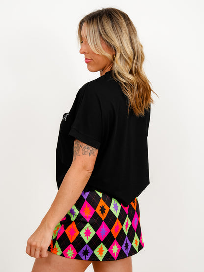 Plus/Reg Short Sleeve Rhinestone Web Top