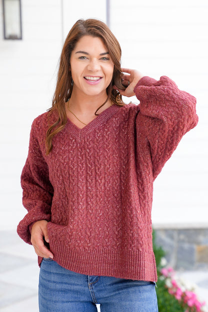 POL Knit Long Sleeve V Neck Pullover Sweater