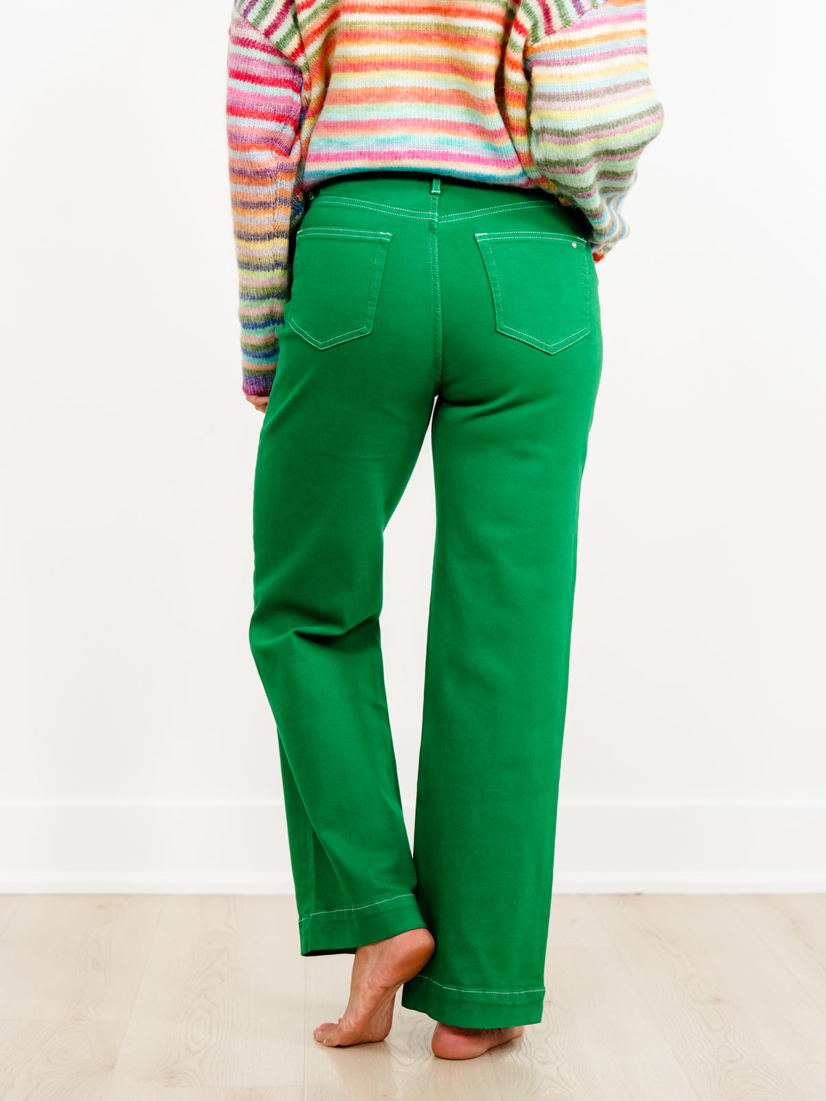 Mica High Rise Green Wide Leg Trouser Jeans