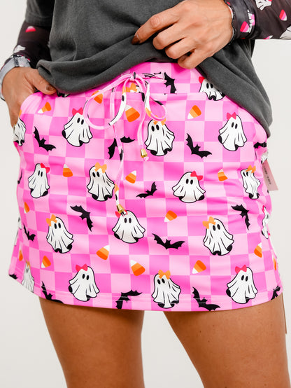Plus/Reg Gigi the Ghost Checkered Skort with Drawstring Waist