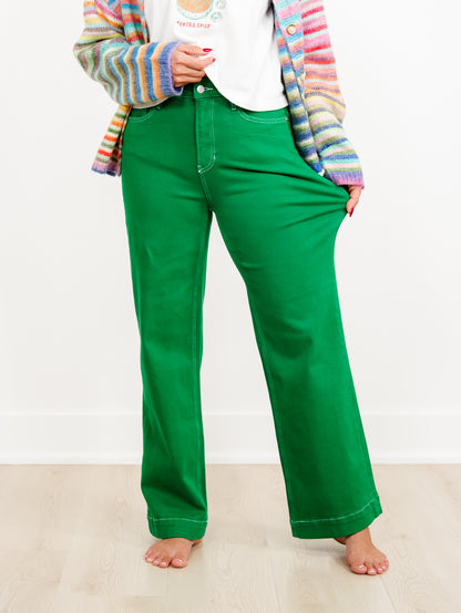 Mica High Rise Green Wide Leg Trouser Jeans