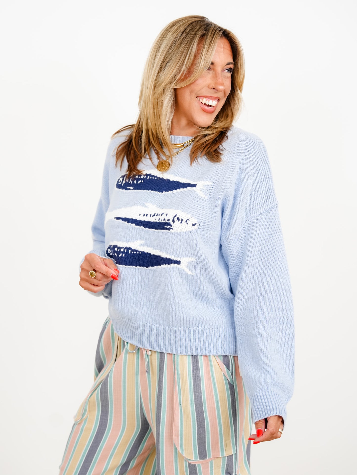Long Sleeve Sardine Trio Pullover Sweater