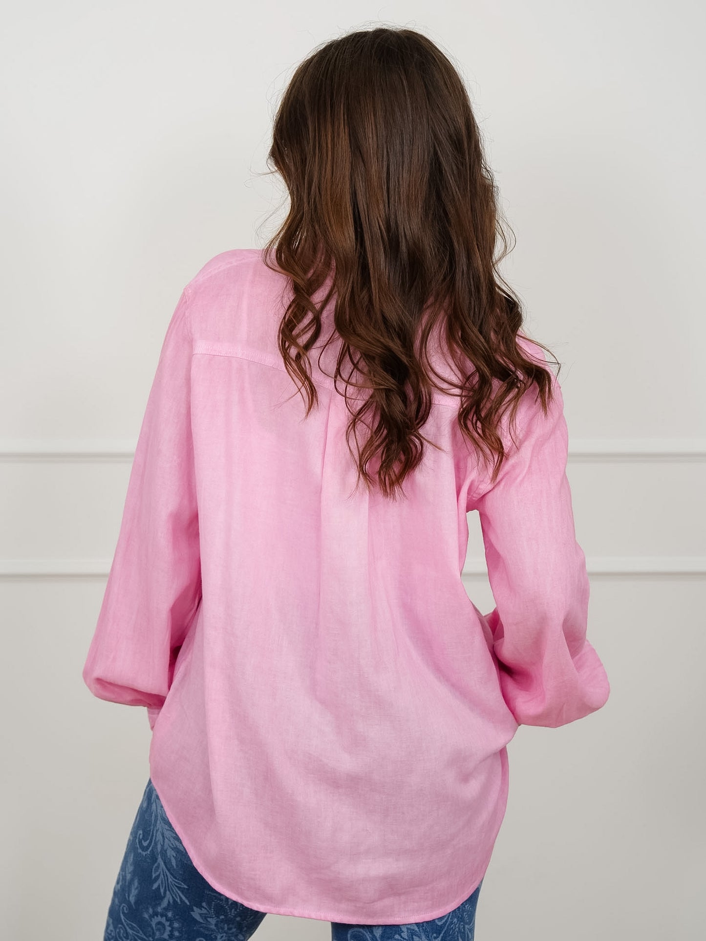 POL Mineral Wash Long Sleeve Button Up Top