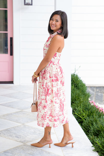Nature Print Halter Neck Midi Dress