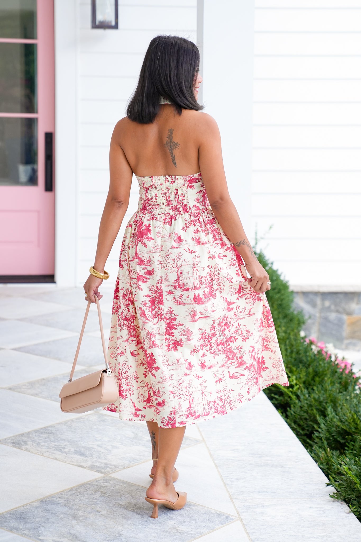 Nature Print Halter Neck Midi Dress