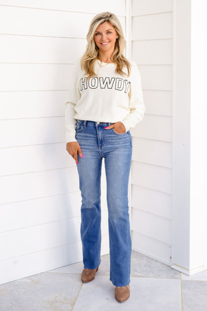 Long Sleeve "Howdy" Pullover Sweater