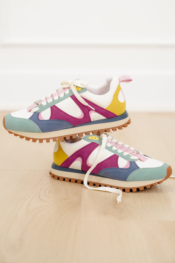 Retro Colorblock Sneakers with Vegan Suede Accents