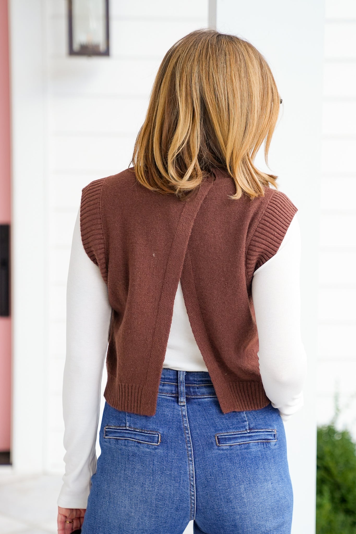 Solid Open Back Sweater Vest