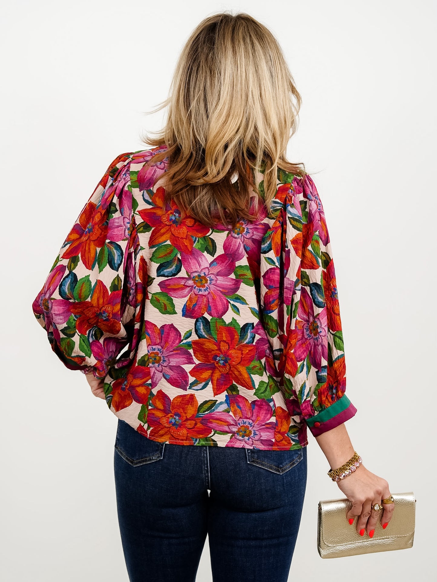 Plus/Reg Floral Printed 3/4 Sleeve Top