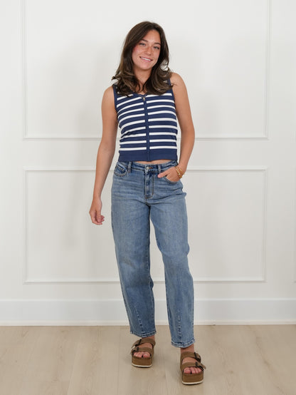 Door Buster! Stripe Sleeveless V Neck Top