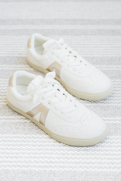MIA Low Top Lace-Up Sneaker with Metallic V Accent