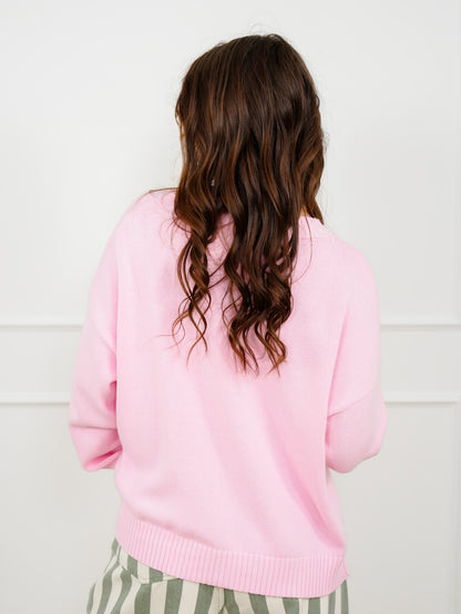 Pink Long Sleeve Button Down Cardigan With Pockets