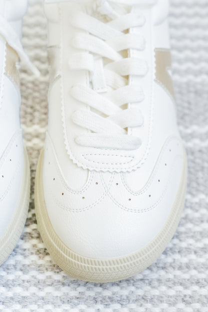 MIA Low Top Lace-Up Sneaker with Metallic V Accent