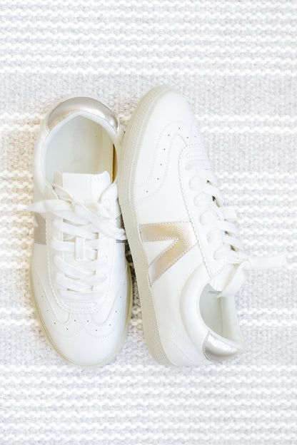 MIA Low Top Lace-Up Sneaker with Metallic V Accent