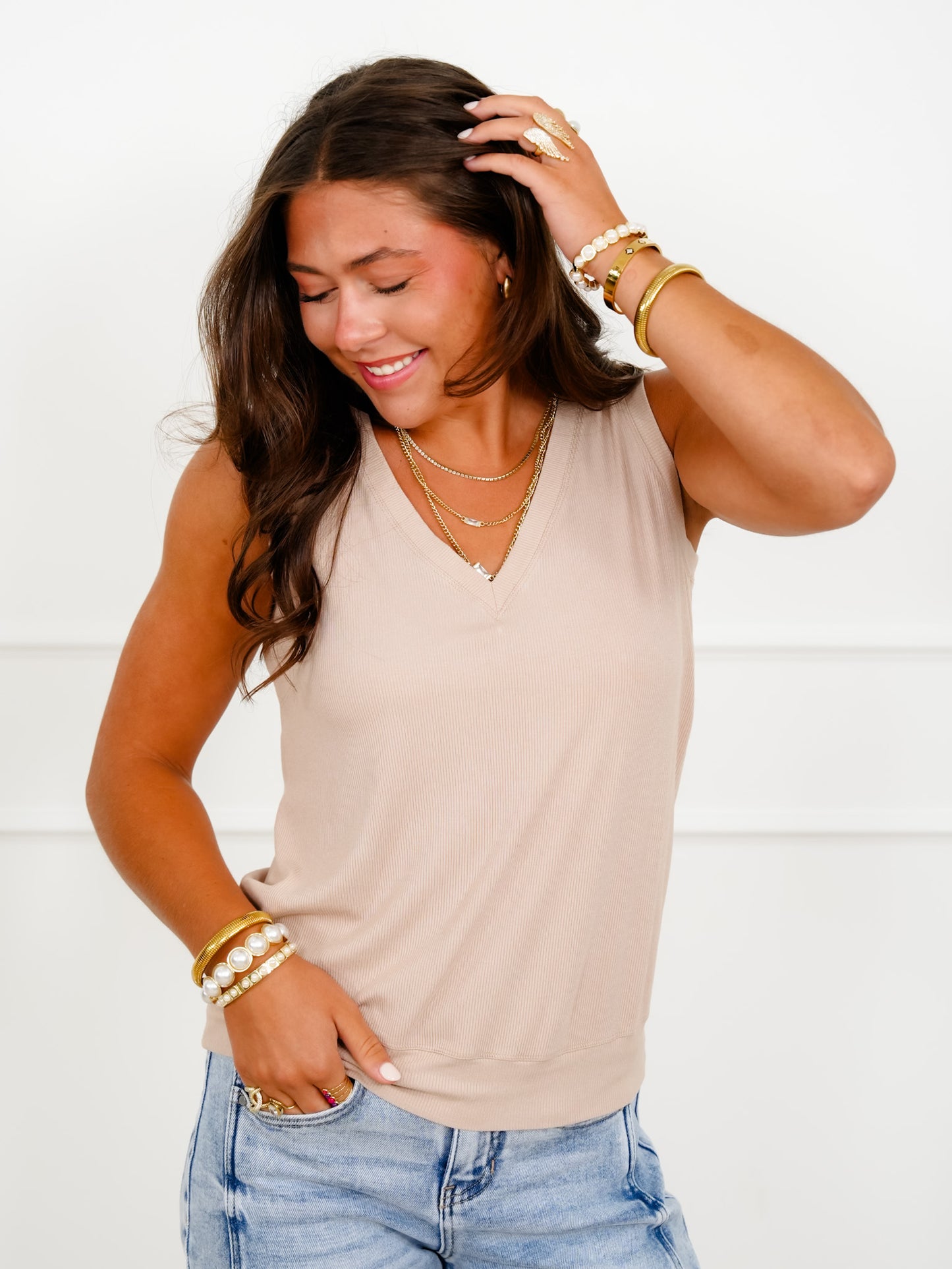 Door Buster! Ribbed V-Neck Tank Top