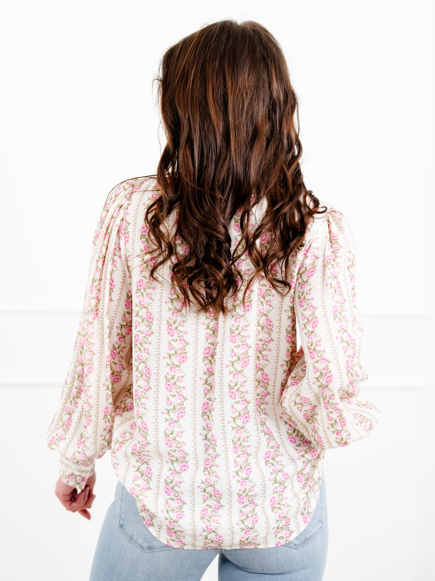 Floral Print Long Sleeve Button Down Blouse