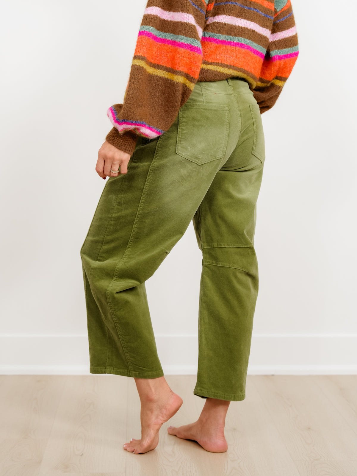 High Waist Barrel Leg Corduroy Pants - Freckled Poppy