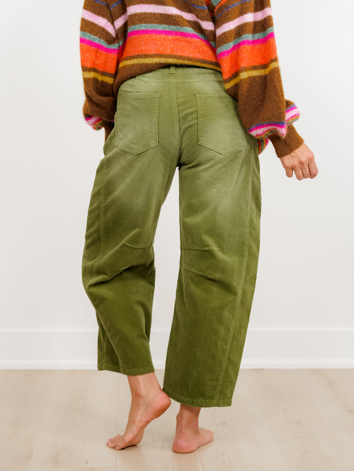 High Waist Barrel Leg Corduroy Pants - Freckled Poppy