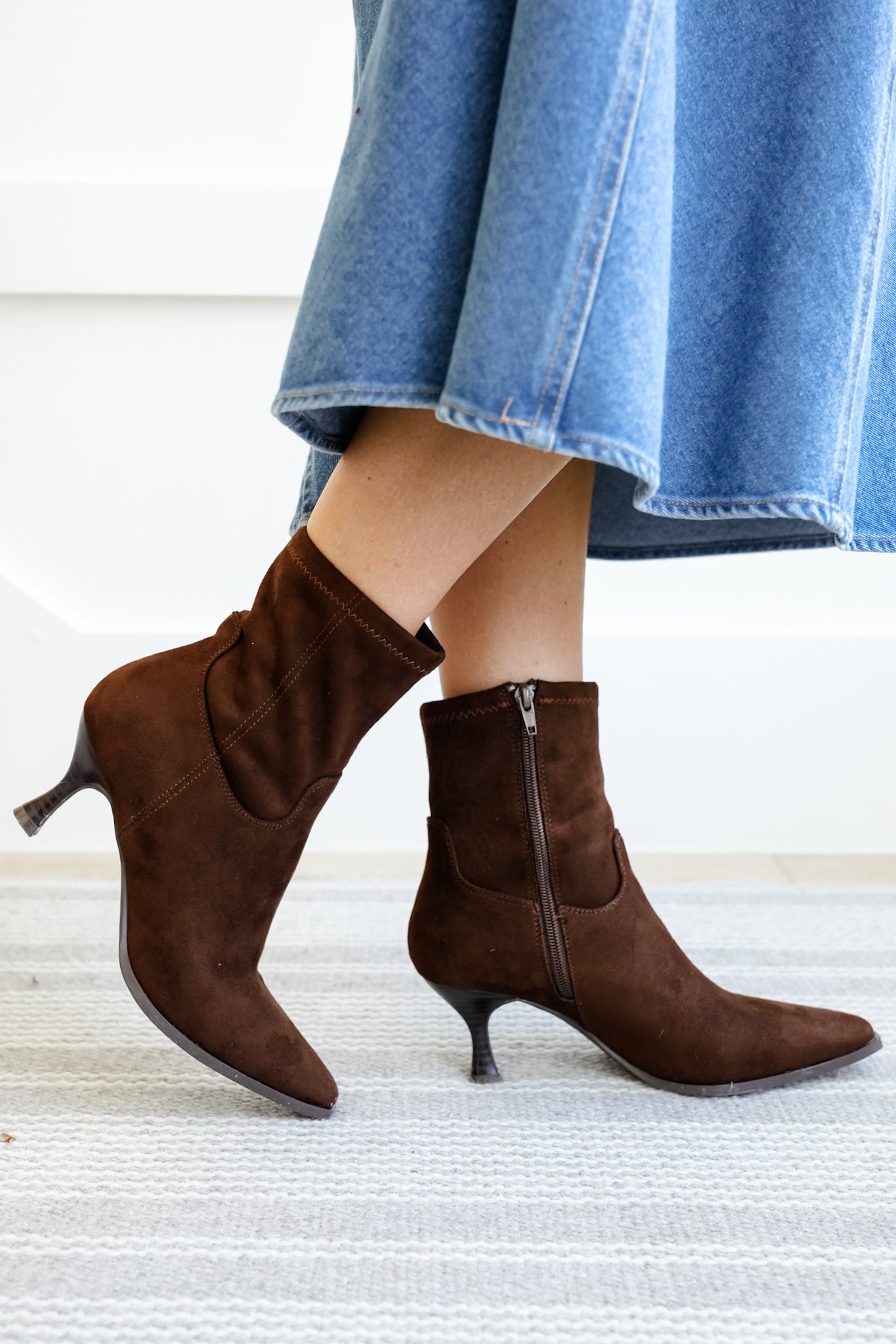 MIA Vegan Suede Pointed Toe Ankle Boot