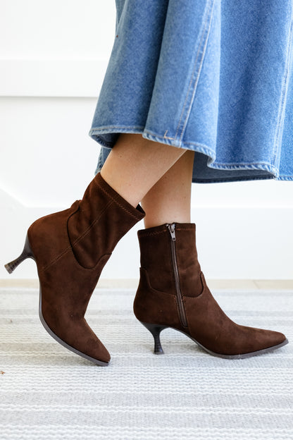 MIA Vegan Suede Pointed Toe Ankle Boot