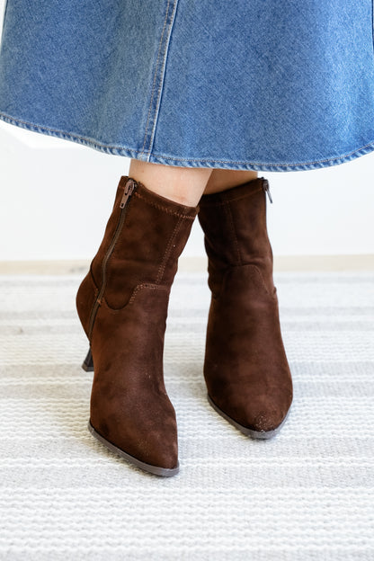 MIA Vegan Suede Pointed Toe Ankle Boot