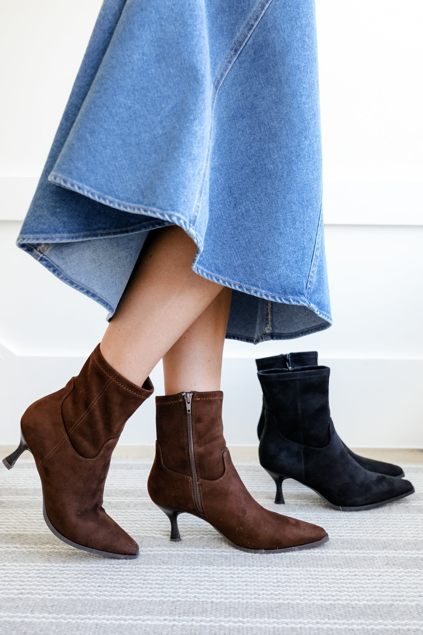 MIA Vegan Suede Pointed Toe Ankle Boot