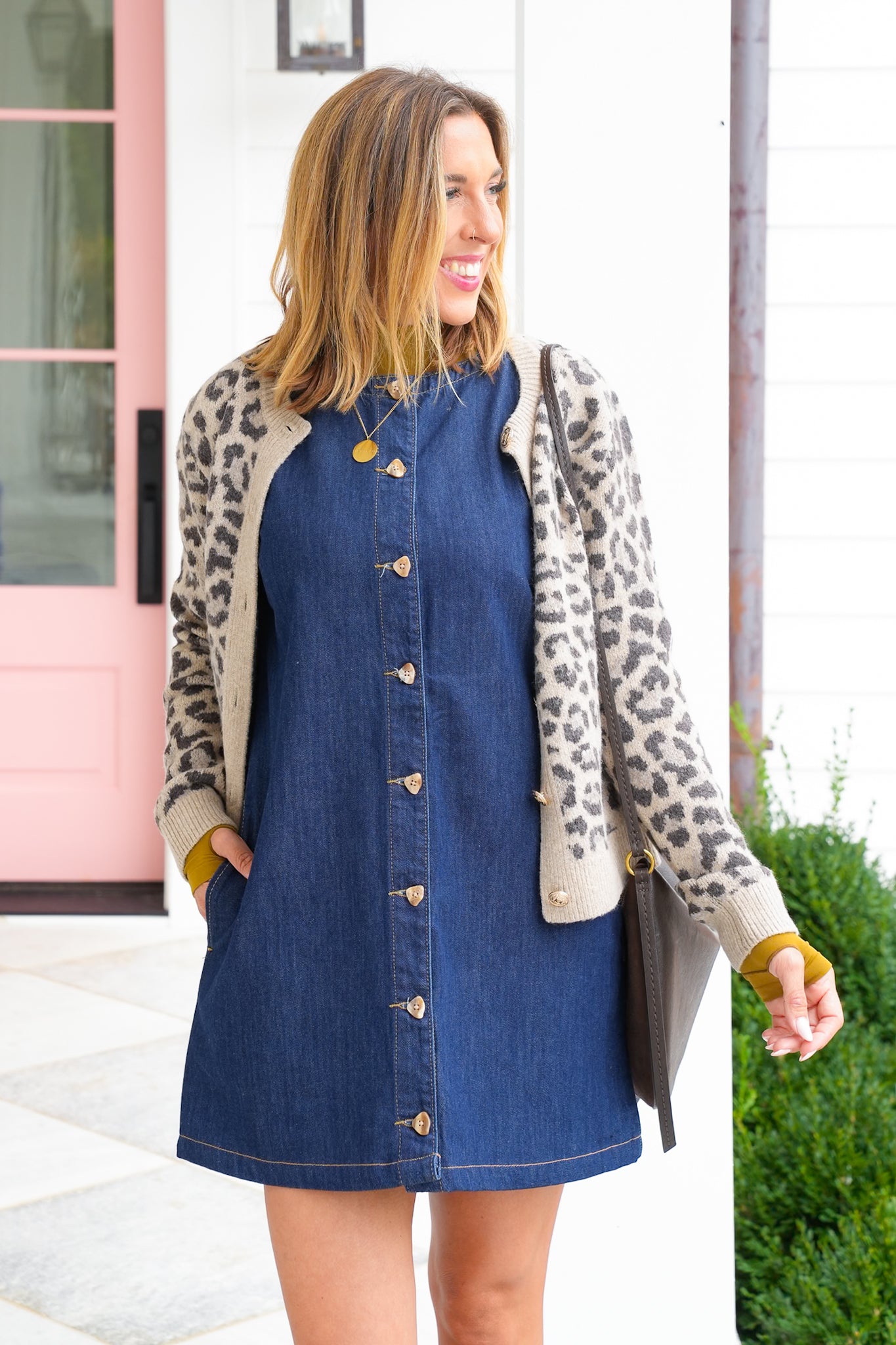 Dark Wash Sleeveless Button Up Mini Dress