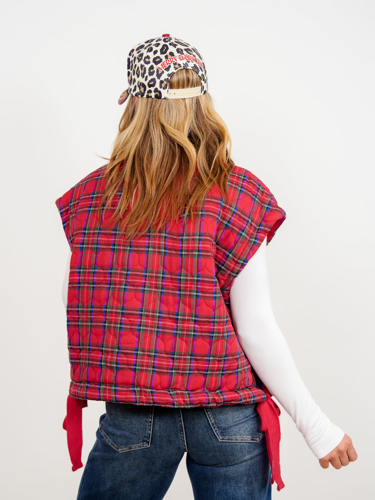 Quilted Plaid/ Fleece Snap Button Vest
