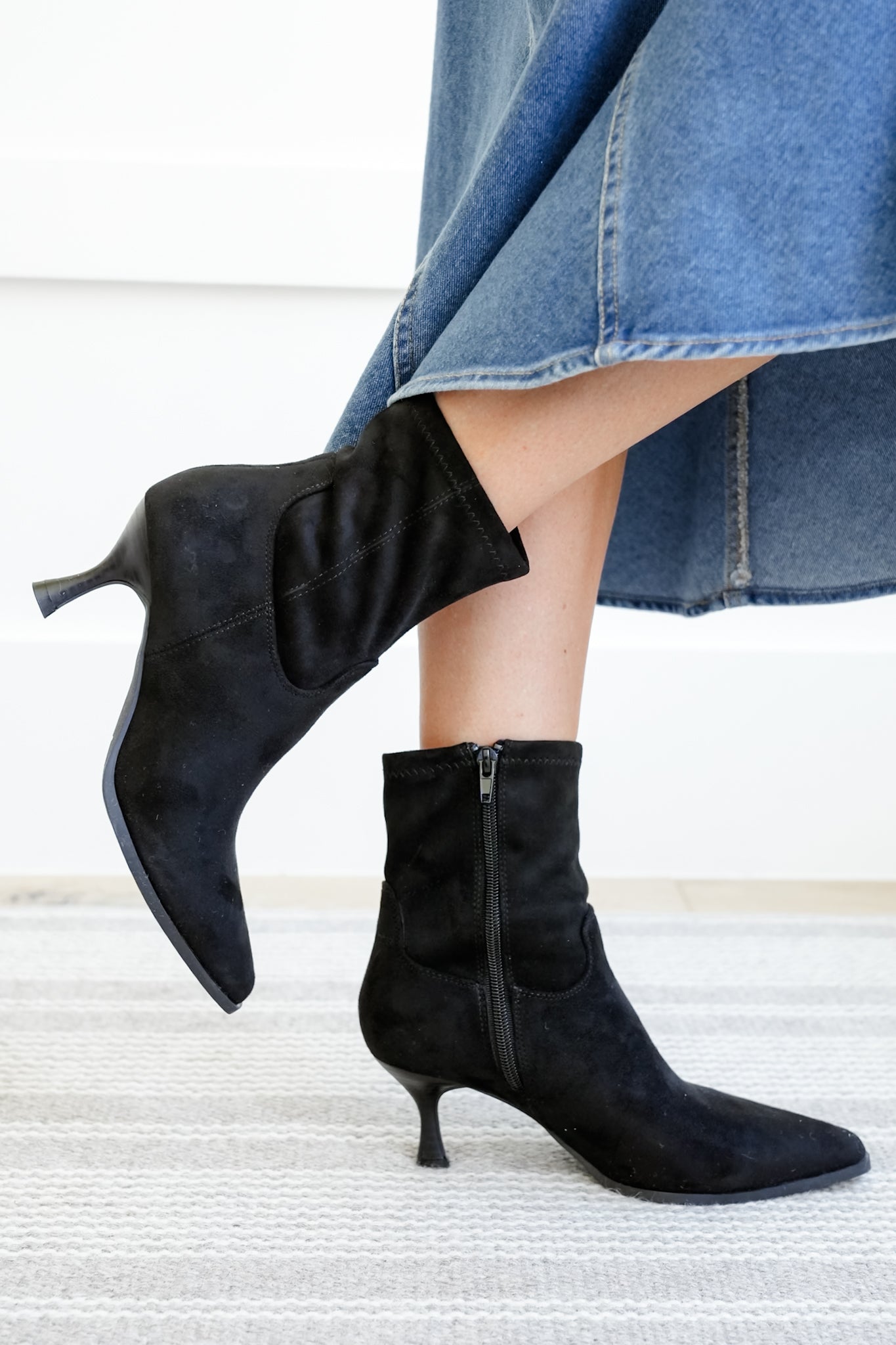 MIA Vegan Suede Pointed Toe Ankle Boot
