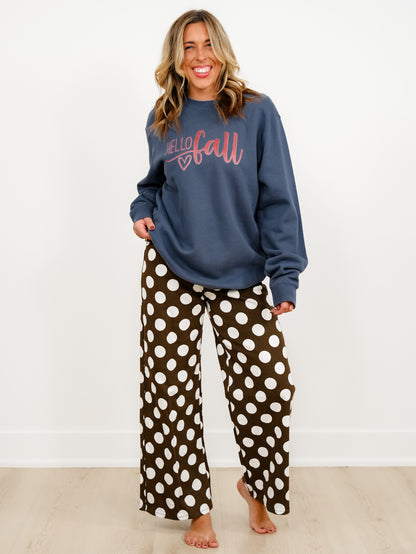 Plus/Reg Long Sleeve "Hello Fall" Graphic Sweatshirt - Freckled Poppy