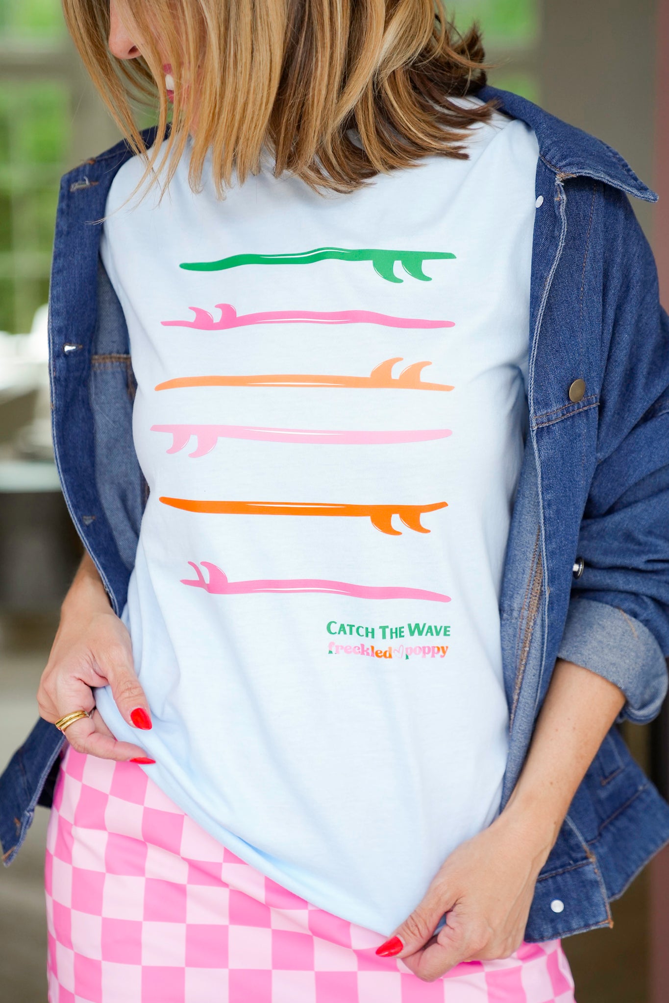 Plus/Reg Short Sleeve "Freckled Poppy Catch The Wave" Graphic Tee