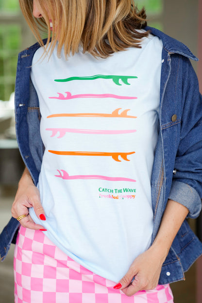 Plus/Reg Short Sleeve "Freckled Poppy Catch The Wave" Graphic Tee
