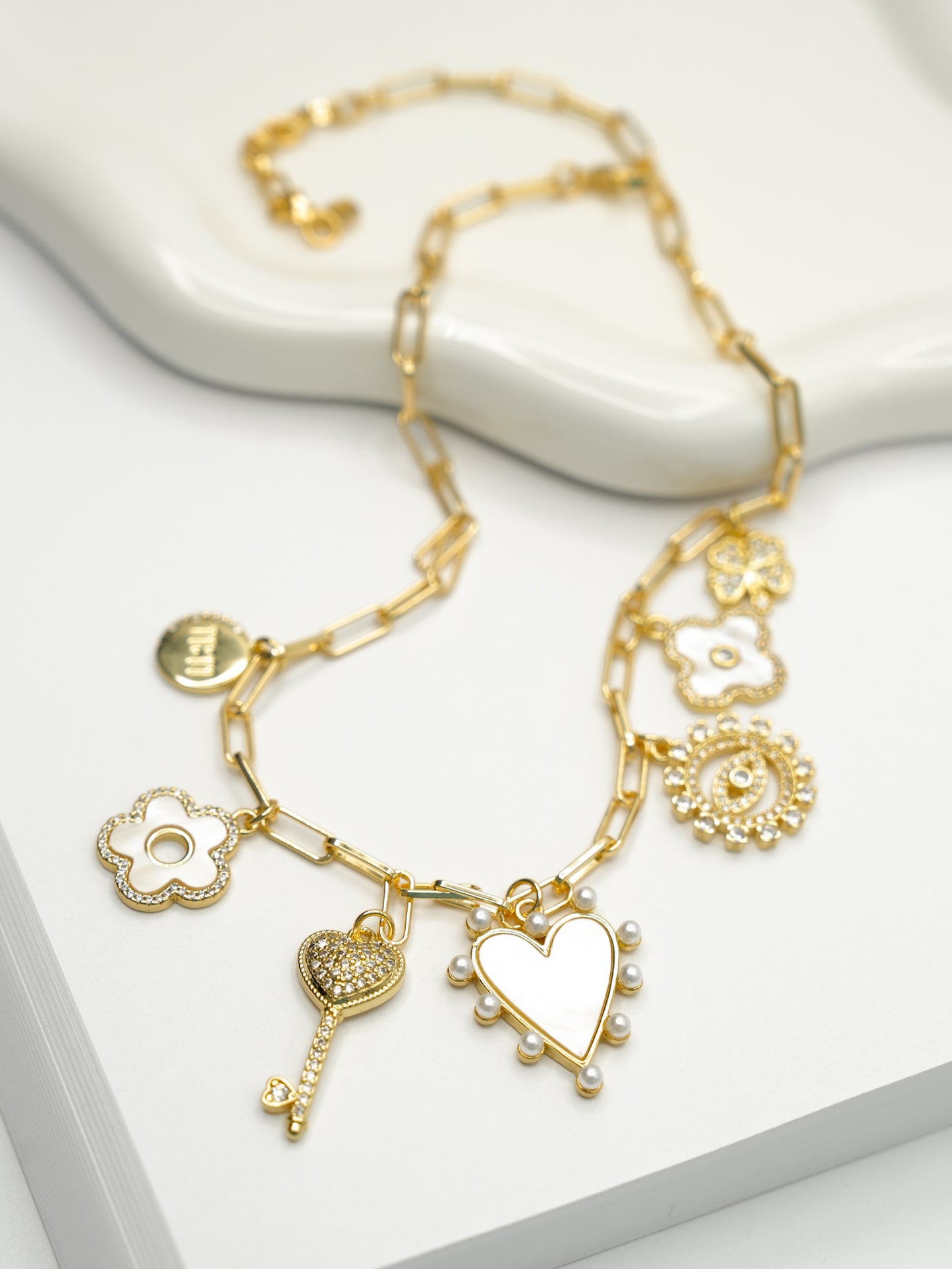 Paperclip Chain Charm Necklace
