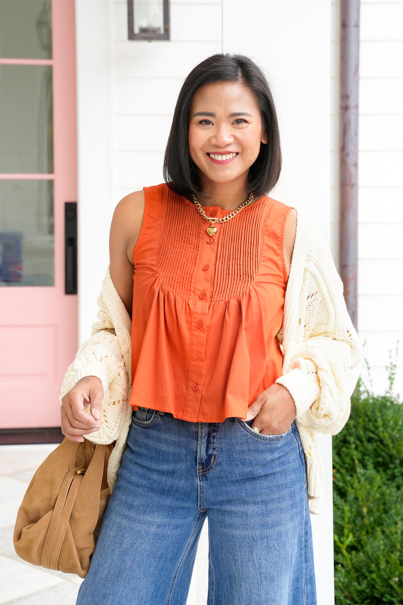 Solid Sleeveless Button Down Top