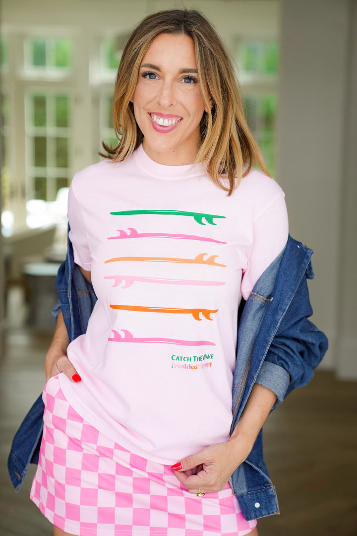 Plus/Reg Short Sleeve "Freckled Poppy Catch The Wave" Graphic Tee