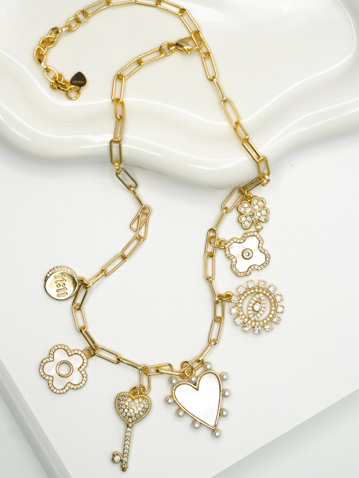 Paperclip Chain Charm Necklace