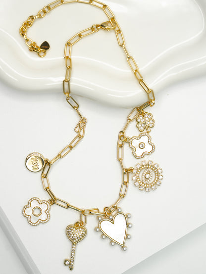 Paperclip Chain Charm Necklace
