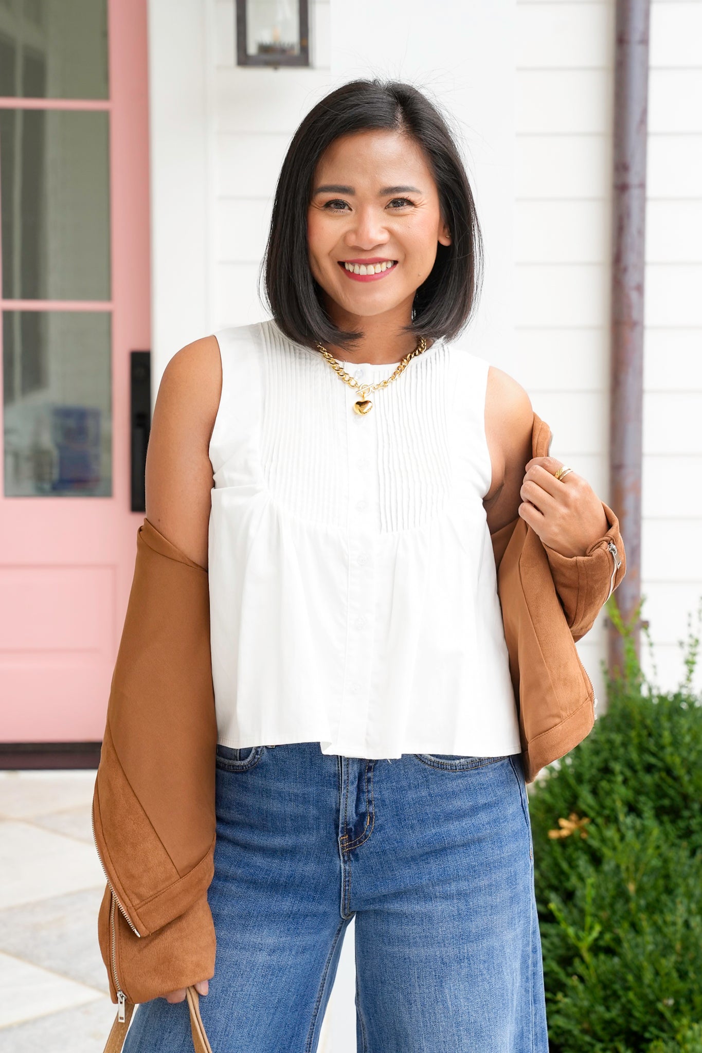 Solid Sleeveless Button Down Top