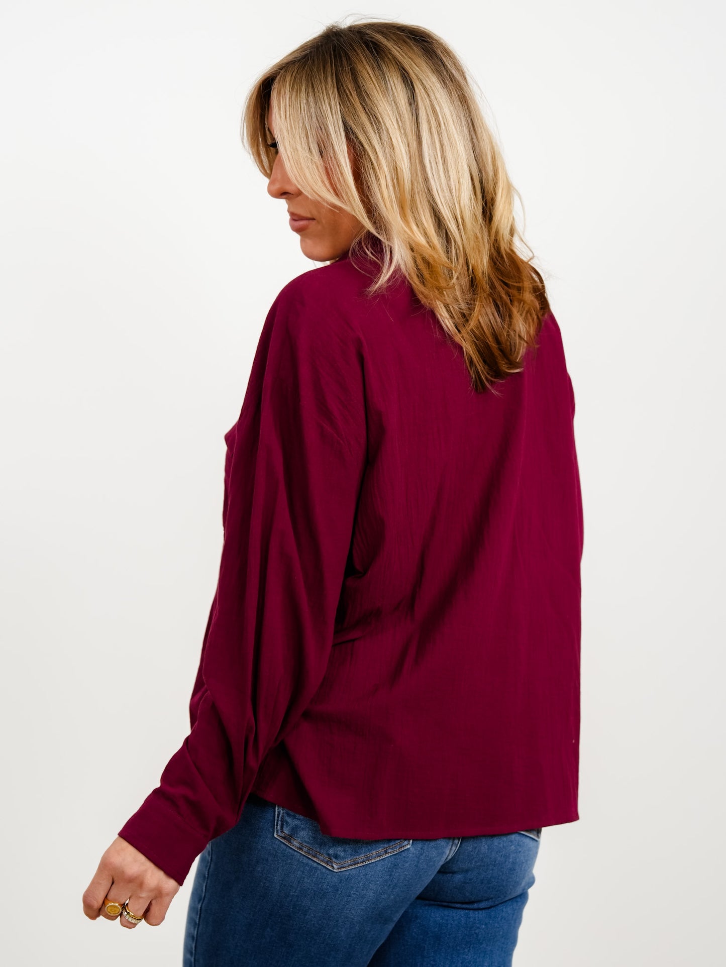 Long Sleeve Button Down Top With Front Pocket