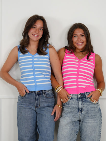 Door Buster! Stripe Sleeveless V Neck Top