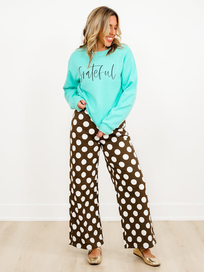 Plus/Reg Long Sleeve "Grateful" Graphic Sweatshirt