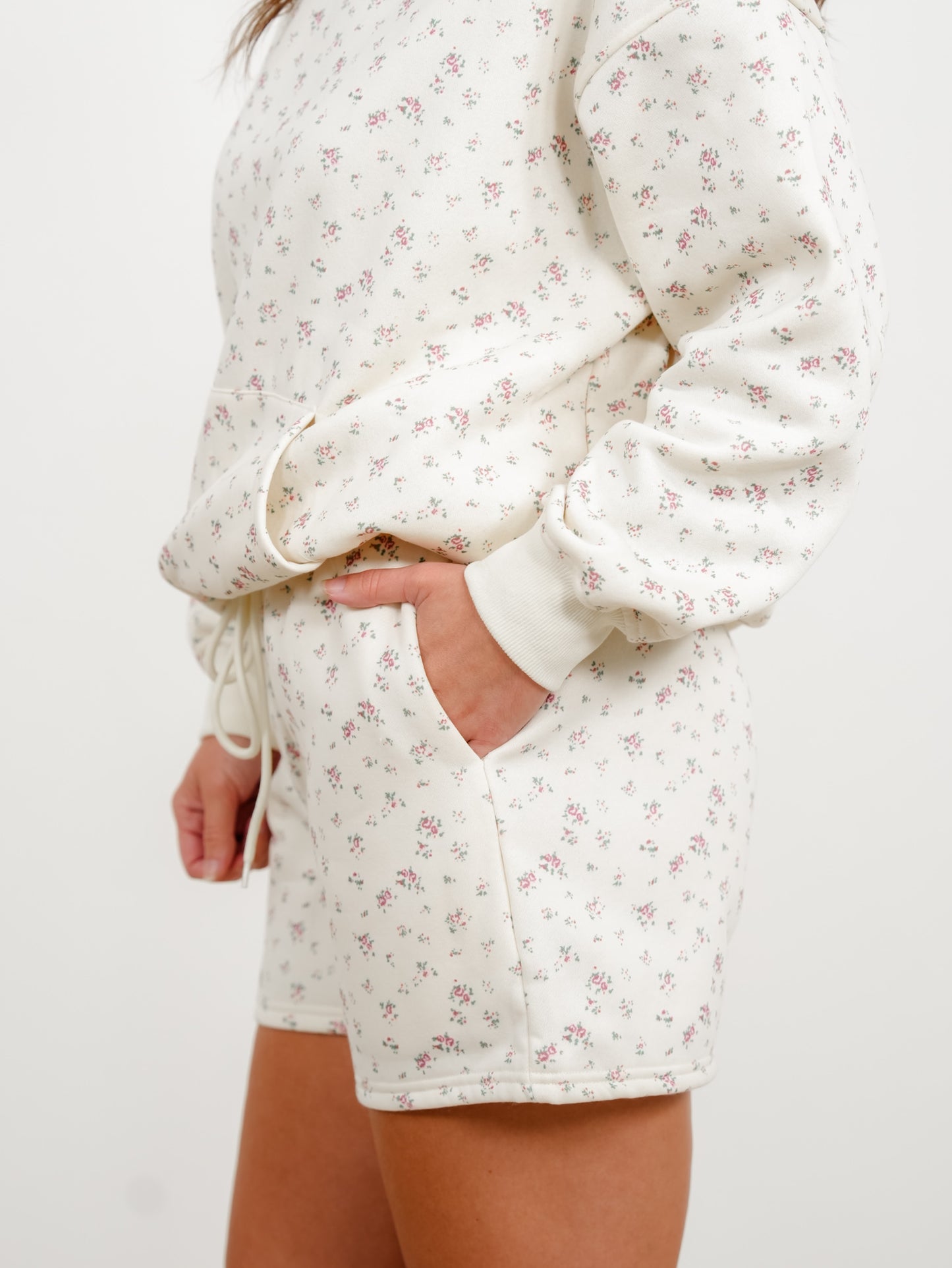 Floral Elastic Waist Shorts with Side Pockets - Freckled Poppy