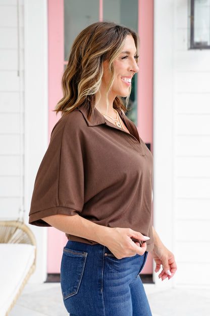 Short Dolman Sleeve V Neck Knit Top