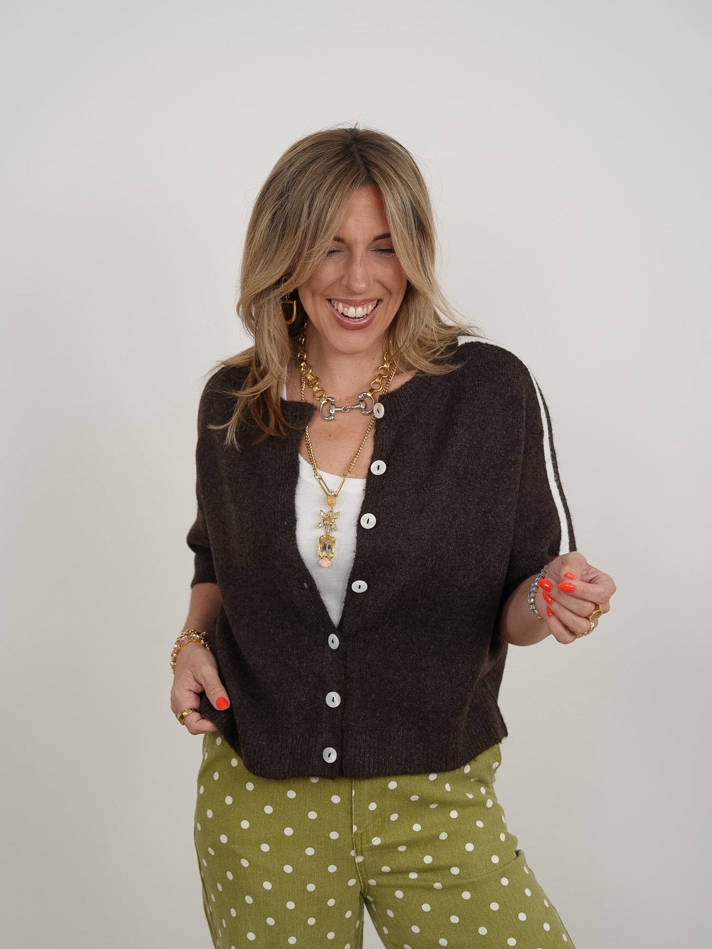 Knit Short Sleeve Button Down Cardigan Sweater