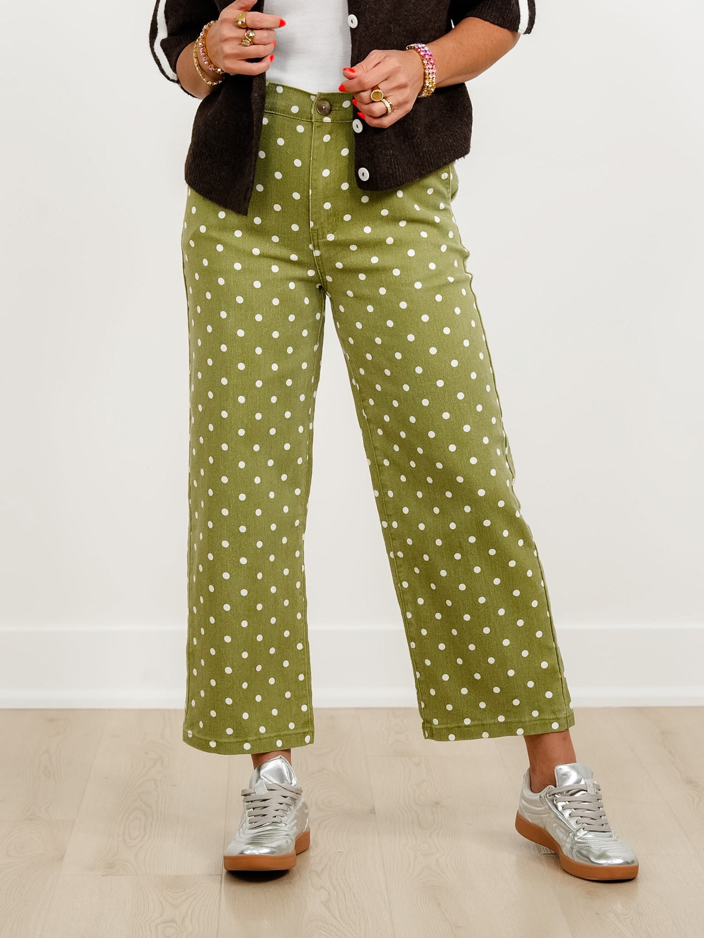 Polka Dot High Rise Jeans