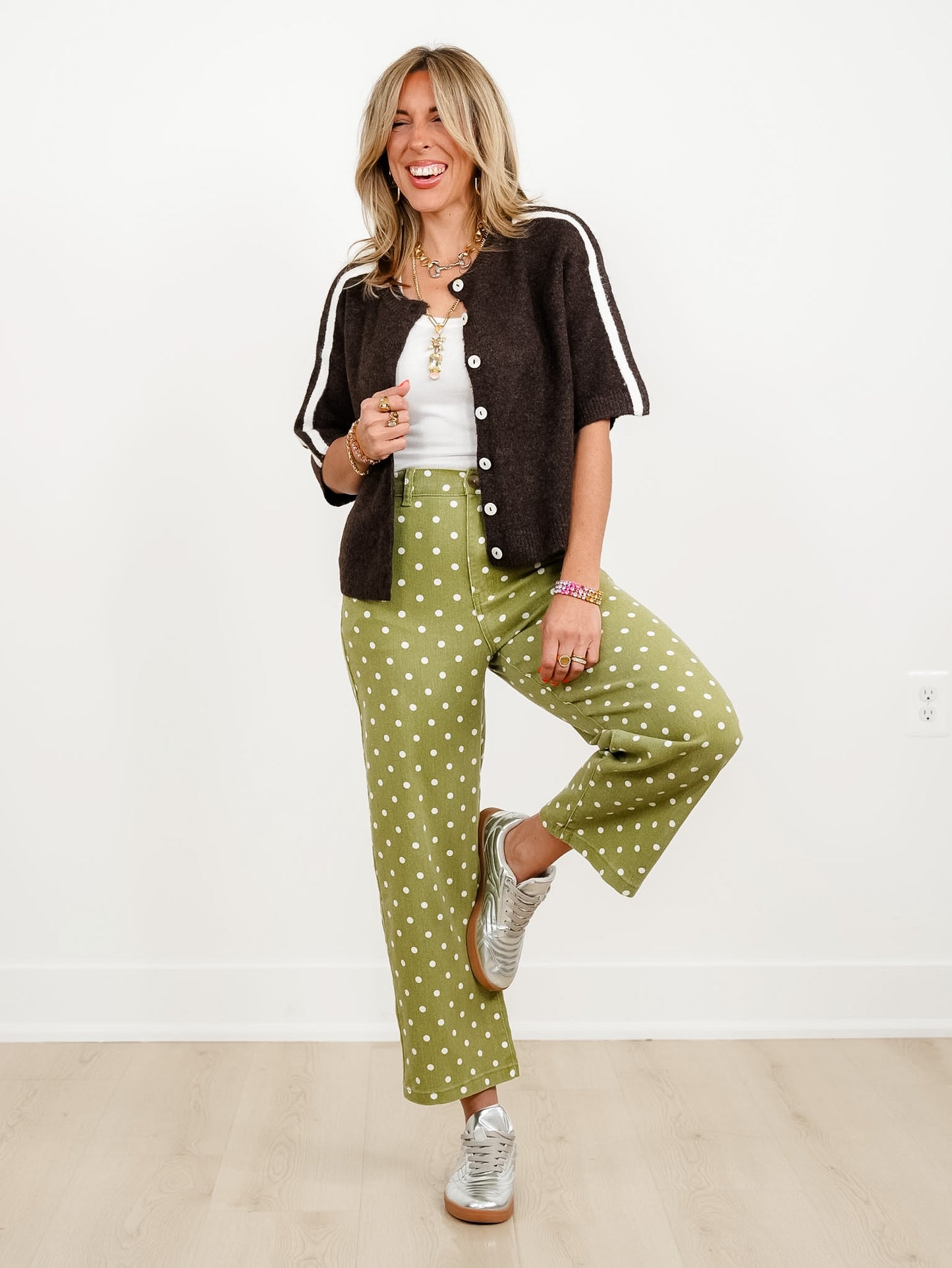 Polka Dot High Rise Jeans