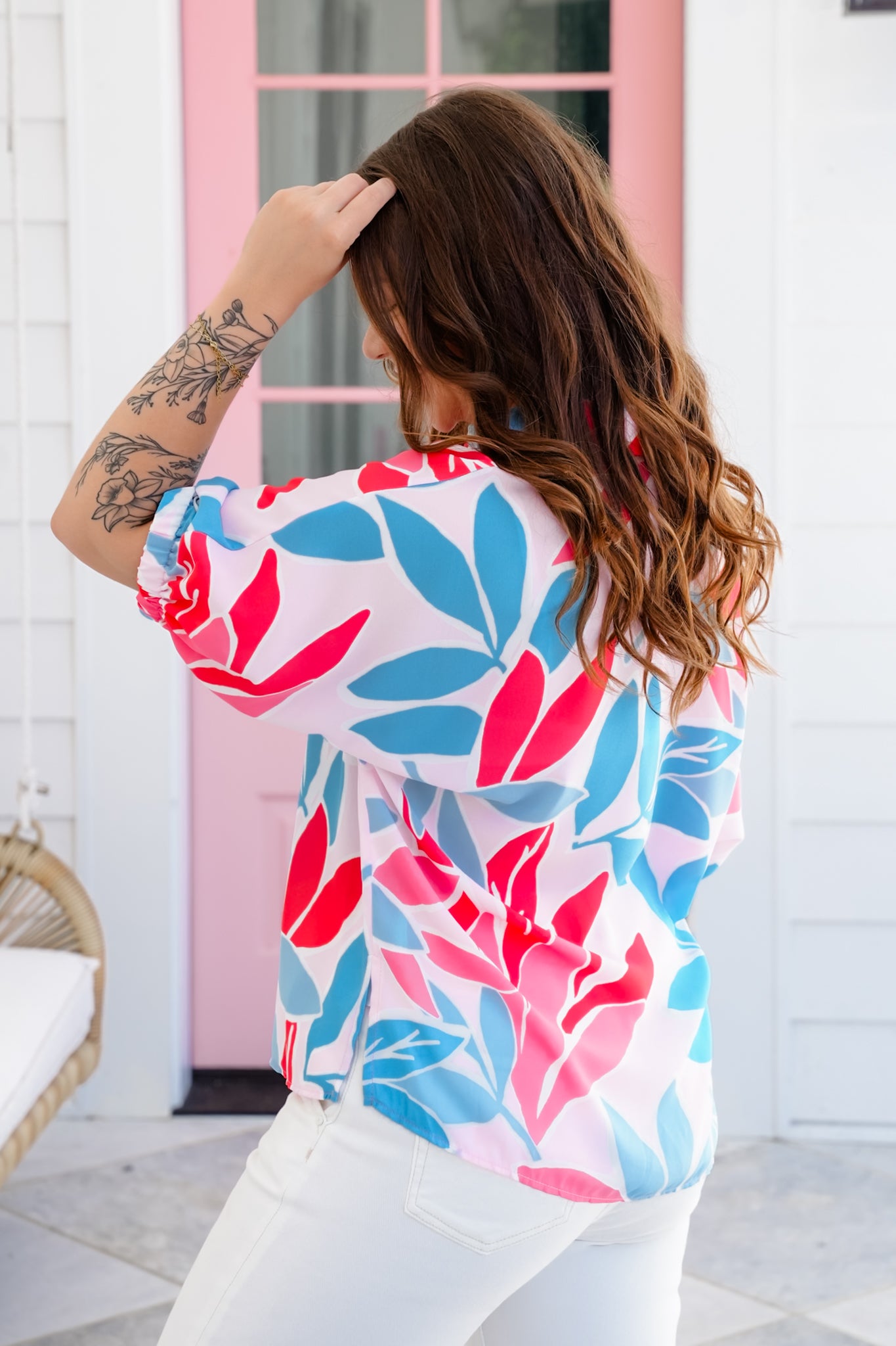 Plus/Reg Floral Short Dolman Sleeve Top