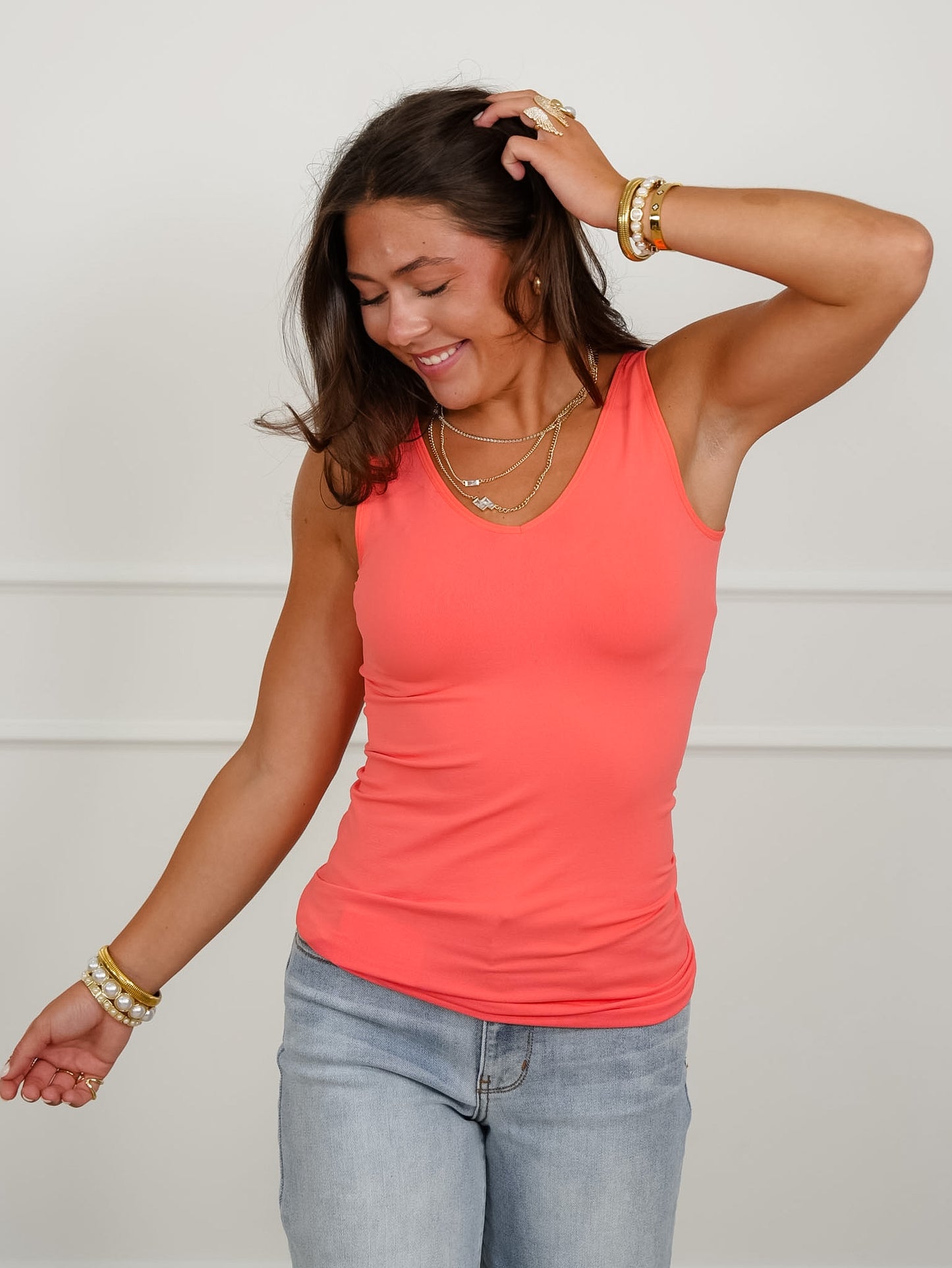Door Buster! Plus/Reg Solid V/U Neck Tank Top